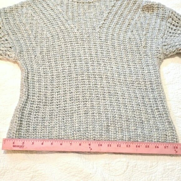 Express Women's Sweater Size Medium Light Blue Grey Chunky Knit High Neck Preppy - Picture 7 of 15